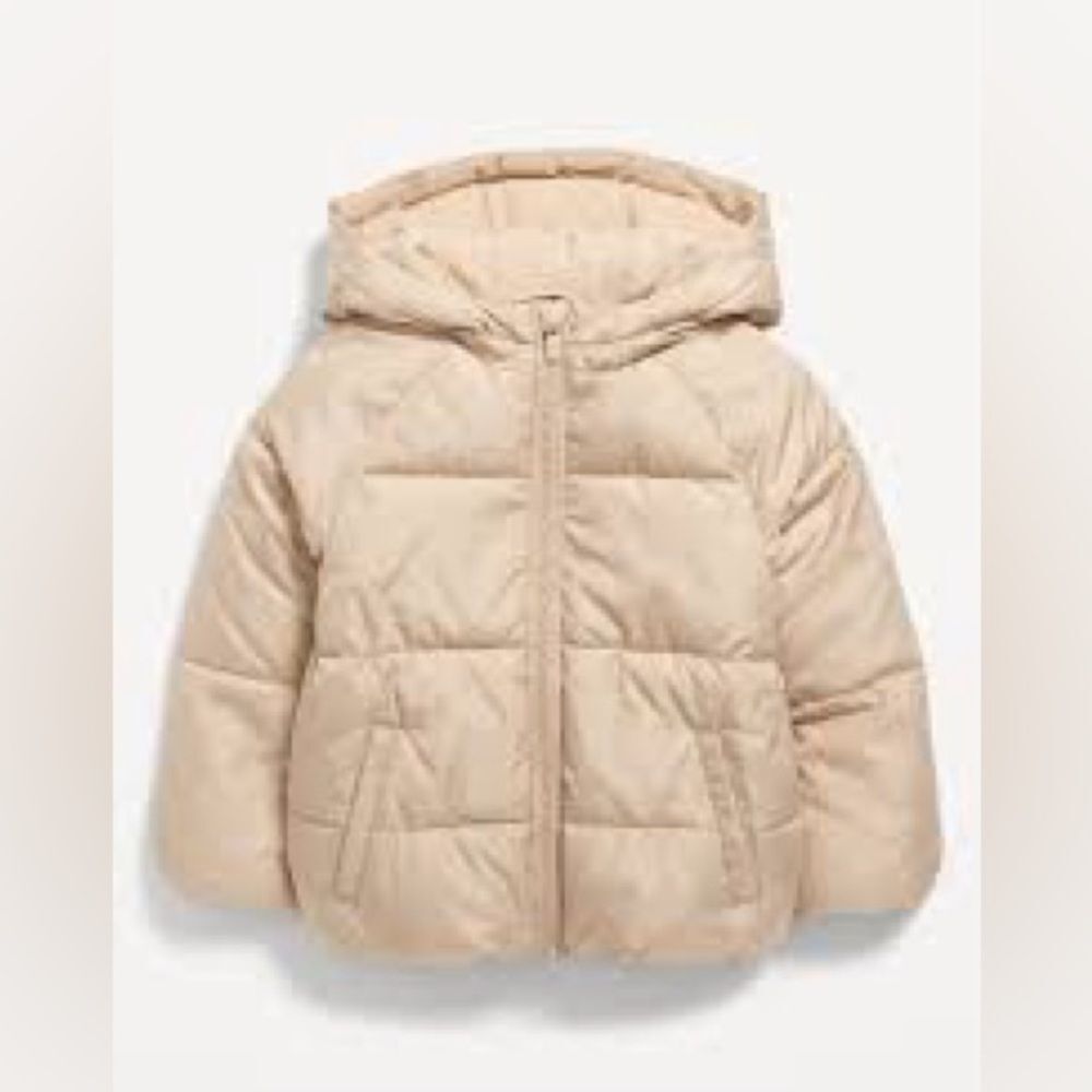 Old Navy Puffer Coat Jacket Beige Tan Neutral Boys Girls 4T Kids Cream